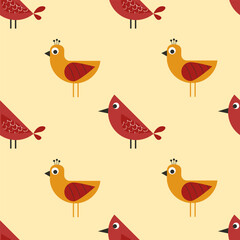 Seamless pattern with birds in the flat style