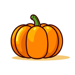 Cute orange pumpkin. Pumpkin isolated icon. Pumpkin sign in flat style. Vector illustration