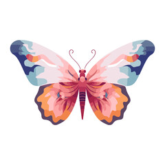 Cute butterfly. Butterfly drawing on white background. Hand drawn watercolor butterfly. Vector illustration