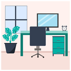  interior of the office cabin vector illustration art