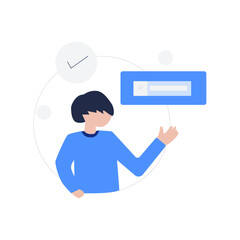 person is using internet for searching online on web browser vector illustration art