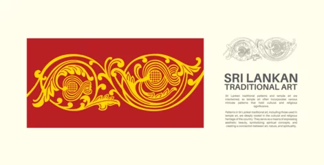 Foto op Aluminium Sri Lankan Traditional Vector Patterns, illustration Art, Sri Lankan traditional patterns and temple art are intertwined, as temple art often incorporates various intricate patterns that hold cultural © Ruwan