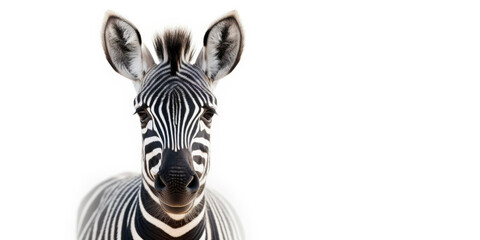 Cute baby zebra isolated on a white background. Generative AI