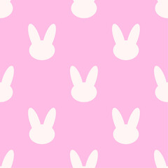 White bunnies on pink background. Vector seamless pattern. Best for textile, print, wallpapers, and festive decoration.