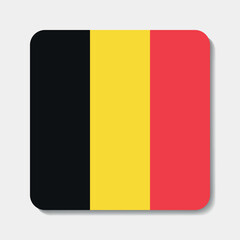Fototapeta premium Belgium flag flat icon. Square vector element with shadow underneath. Best for mobile apps, UI and web design.