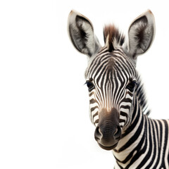 Fototapeta na wymiar Cute baby zebra isolated on a white background. Generative AI