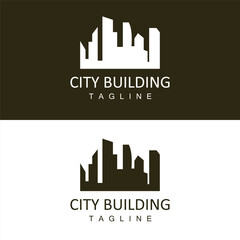 Fototapeta premium Skyline Logo, Simple Modern Design of Skyscrapers, Vector Cityscape Buildings, Icon Silhouette Illustration