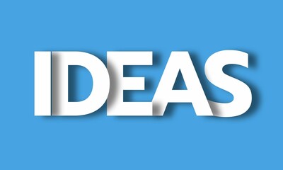 Ideas- Big Lettering with 3d Shadow Effect, Motivational Word Ideas over blue background