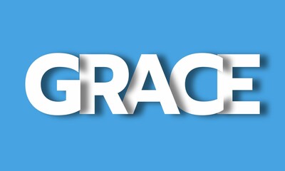 Grace- Big Lettering with 3d Shadow Effect, Motivational Word Grace over blue background