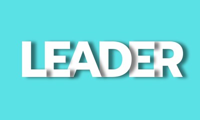Leader- Big Lettering with 3d Shadow Effect, Word Leader over teal background