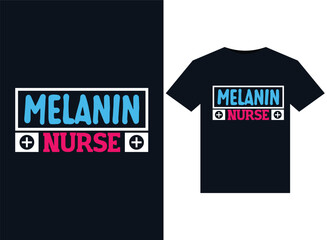 Melanin nurse illustrations for print-ready T-Shirts design