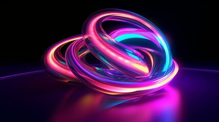 3d render, abstract neon wallpaper, colorful fantastic background with curvy shape glowing in ultraviolet spectrum, Generative AI - obrazy, fototapety, plakaty