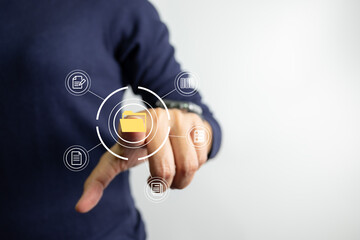 Document Management System DMS, Online document database management, Organization document Organized, automated processes to manage files, ERP enterprise efficient, business technology.