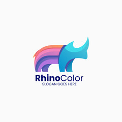 Vector Logo Illustration Rhino Gradient Colorful Style