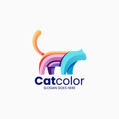 Obraz premium Vector Logo Illustration Cat Gradient Colorful Style