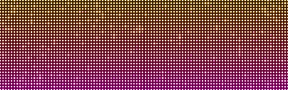 Realistic LED screen texture pattern. Vector illustration of large LCD display with glowing neon yellow and pink dot lights background. Panel with color pixel effect, digital board, television monitor