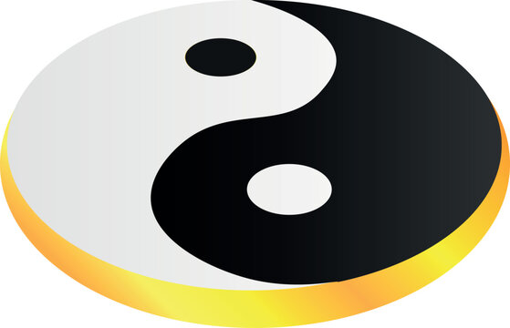 The gold coin with yin and yang symbol