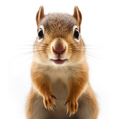 Obraz premium Cute baby Squirrel isolated on a white background. Generative AI