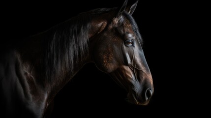 Fototapeta na wymiar portrait of a horse on black background
