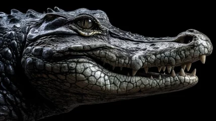 Fototapeten head of a crocodile on black background © Christiannglr