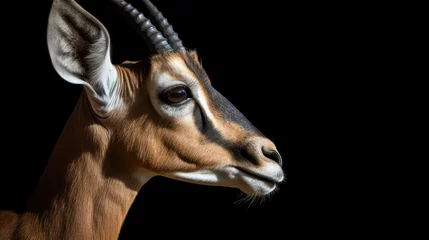 Schapenvacht deken met foto Antilope ibex on black background