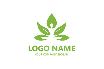 Abstract Yoga logo design stock. Thread person flower balance logotype. Creative spa, guru vector mark.