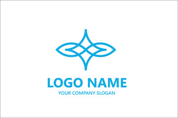 Obraz premium Abstract Yoga logo design stock. Thread person flower balance logotype. Creative spa, guru vector mark.