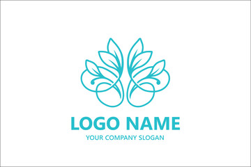 Fototapeta na wymiar Abstract Yoga logo design stock. Thread person flower balance logotype. Creative spa, guru vector mark.