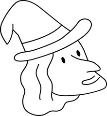 Witch line icon. Face Halloween icon. Face Halloween simple cartoon style. Halloween avatar decorative elements.