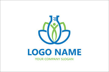 Abstract Yoga logo design stock. Thread person flower balance logotype. Creative spa, guru vector mark.