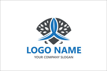 Abstract Yoga logo design stock. Thread person flower balance logotype. Creative spa, guru vector mark.