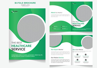 Minimalist medical & healthcare  bifold business template with modern concept design