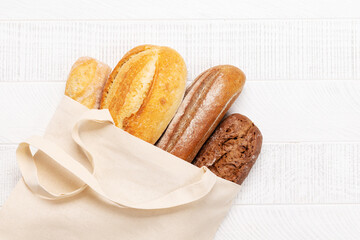 Fresh baked bread in bag
