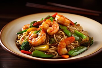 Pan Fried Noodles with Shrimp and Vegetables