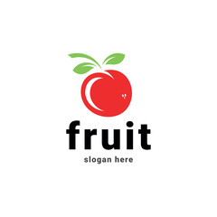 Minimalist Cherry logo design with line art style color Vector