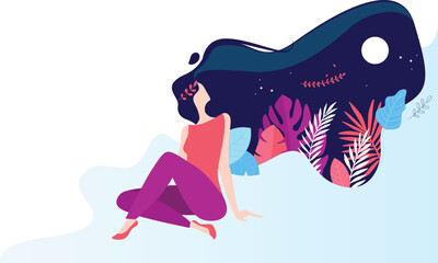 Feminine concept illustration, beautiful women in different situations. international women s day. Flat style vector design set stock vectors