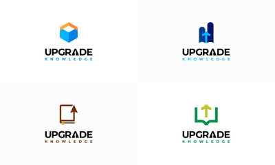 Set of Library book logo Designs concept vector, Upgrade Knowledge logo template, Education logo symbol