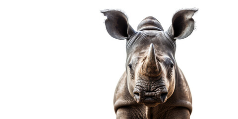 Cute baby Rhinoceros isolated on a white background. Generative AI