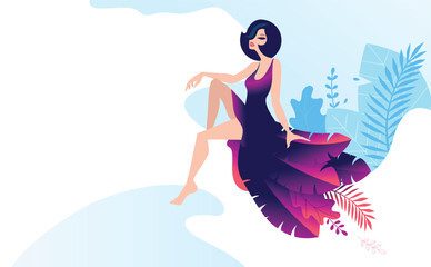 Feminine concept illustration, beautiful women in different situations. international women s day. Flat style vector design set stock vectors