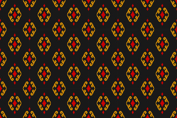 Ethnic ikat seamless pattern in tribal. American, Mexican style. Aztec geometric ornament print. Design for background, wallpaper, illustration, fabric, clothing, carpet, textile, batik, embroidery.