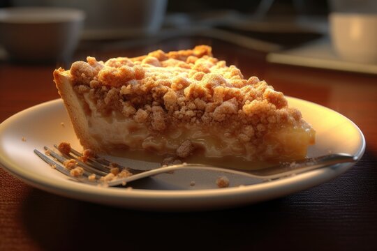 Apple Pie Slice Sliced Lattice Dutch A La Mode Vanilla Ice Cream Background Image