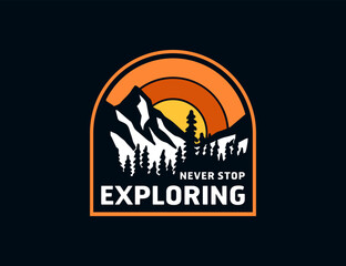 Outdoors nature badge adventure emblem sticker ilustration vector