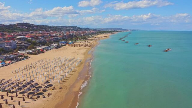 Aerial view Pescara city, Italy, Europe. Beach and sea. Summer travel