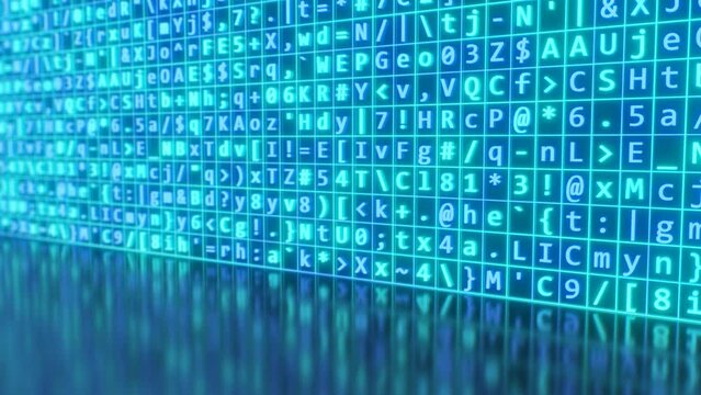 Random Computer Hacking Text Virus Code Cyberspace Security Concept - 4K Seamless VJ Loop Motion Background Animation