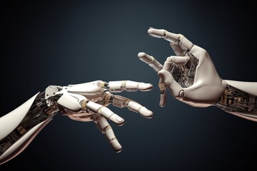 robots on a dark background. generative ai.