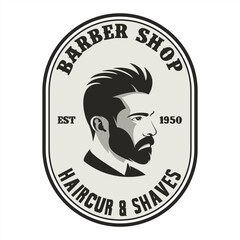 Barbershop Cool Vintage Black And White Logo Vector