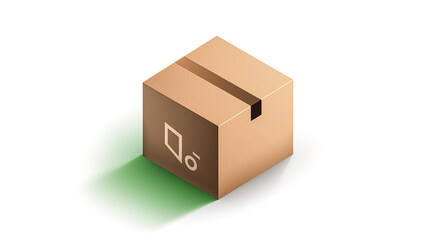 Minimalistic logo with a cardboard box, generative AI.