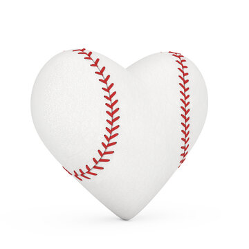White Baseball Ball in Shape of Heart. 3d Rendering