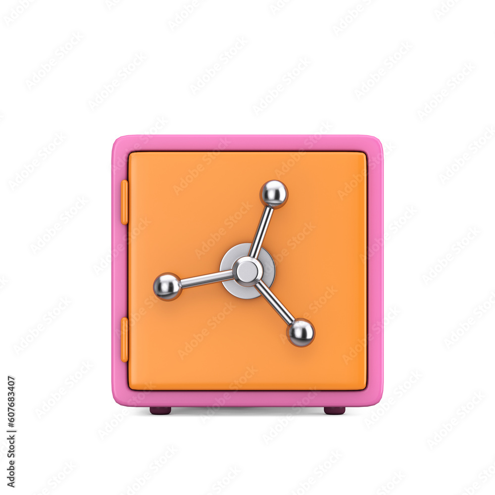 Poster abstract cartoon safe locker web icon sign. 3d rendering
