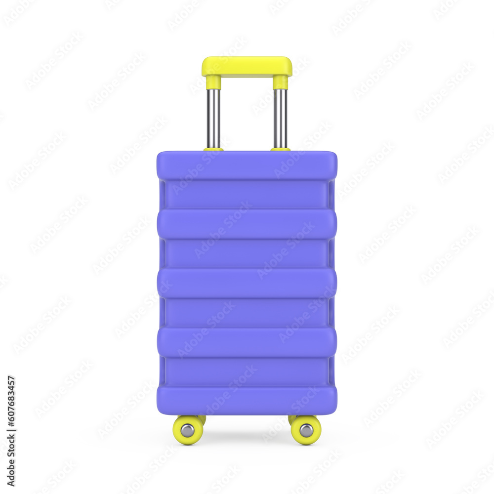 Poster blue travel suitcase web icon sign. 3d rendering